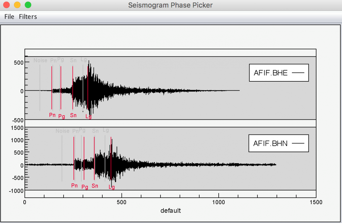 Seismic phase picking window